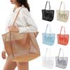 Beach Bag Mesh One Shoulder Tote Bag Women's Hand Wash Swimming Clothes Storage Bag Large And Small Hole With Zipper