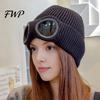 Cold Weather Cycling Headgear Winter Knit Hat with Goggles, Unisex Warm Ski Detachable Headwear Gift Face Guard, Windproof Skull Cap for Skiing,