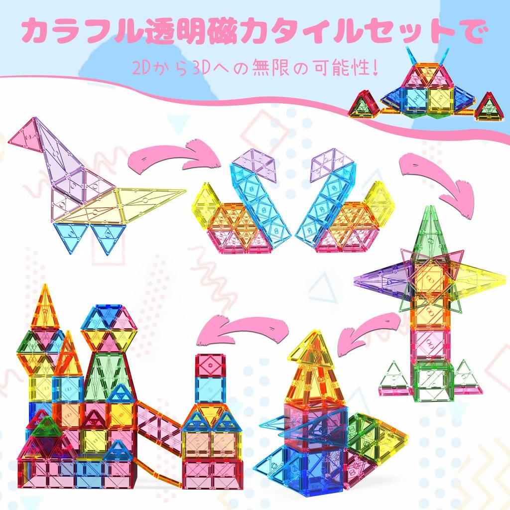 Transparent Magnetic Building Educational Building Blocks for Ages and Boys and Safe ABS Includes Japanese Instructions 88-Piece Blocks, 7.5cm, Toy,