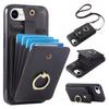 For iPhone 16e Case Card Holder Ring Kickstand TPU+PU Leather Phone Cover with Long Strap