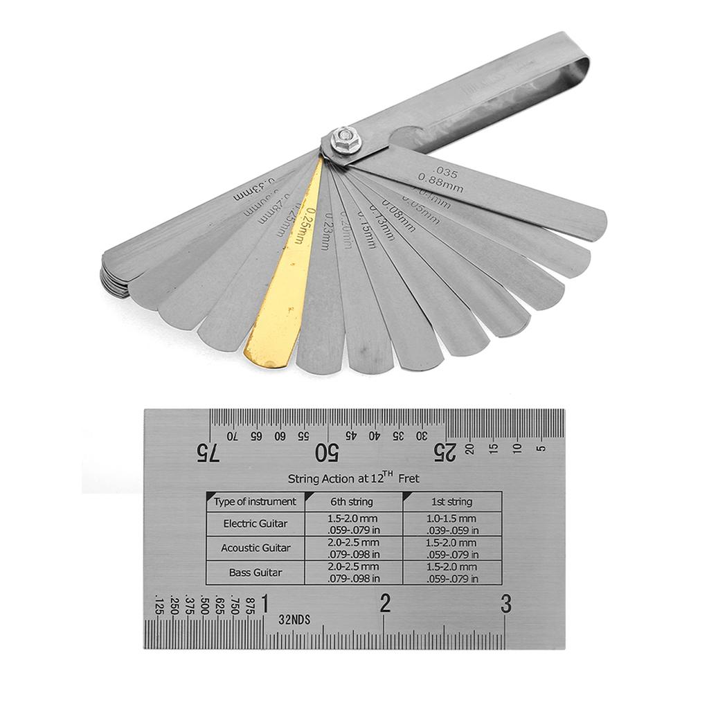 Линейка для измерения струн, 32 щупа, накладка на гриф, защита ладов