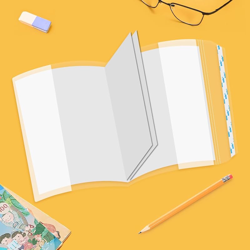 Индивидуальные обложки для книг с регулируемым клапаном и клейкой лентой | Упаковка 30 шт. | Прозрачная защита с мягким покрытием | Без резки