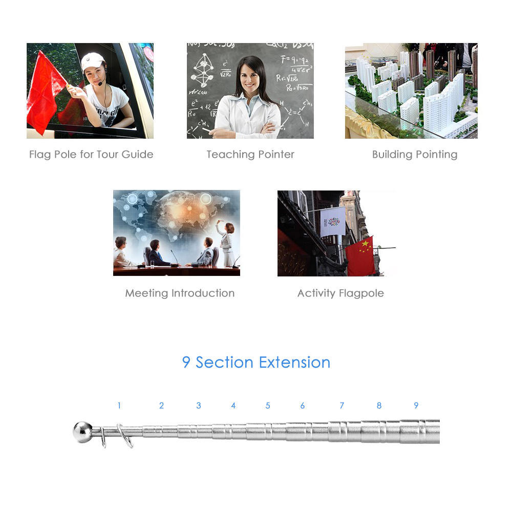 Уличный телескопический флагшток из нержавеющей стали 2 метра для флагштока учителей, указатель для обучения, баннер для гида, выпускной