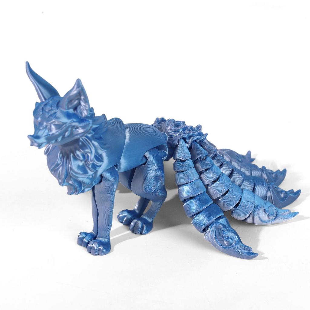 Фигурки девятихвостой лисы, напечатанные на 3D-принтере, Подвижные фигурки лисы, Миниатюрные фигурки лисы с гибкими суставами, Домашний декор, Поделки