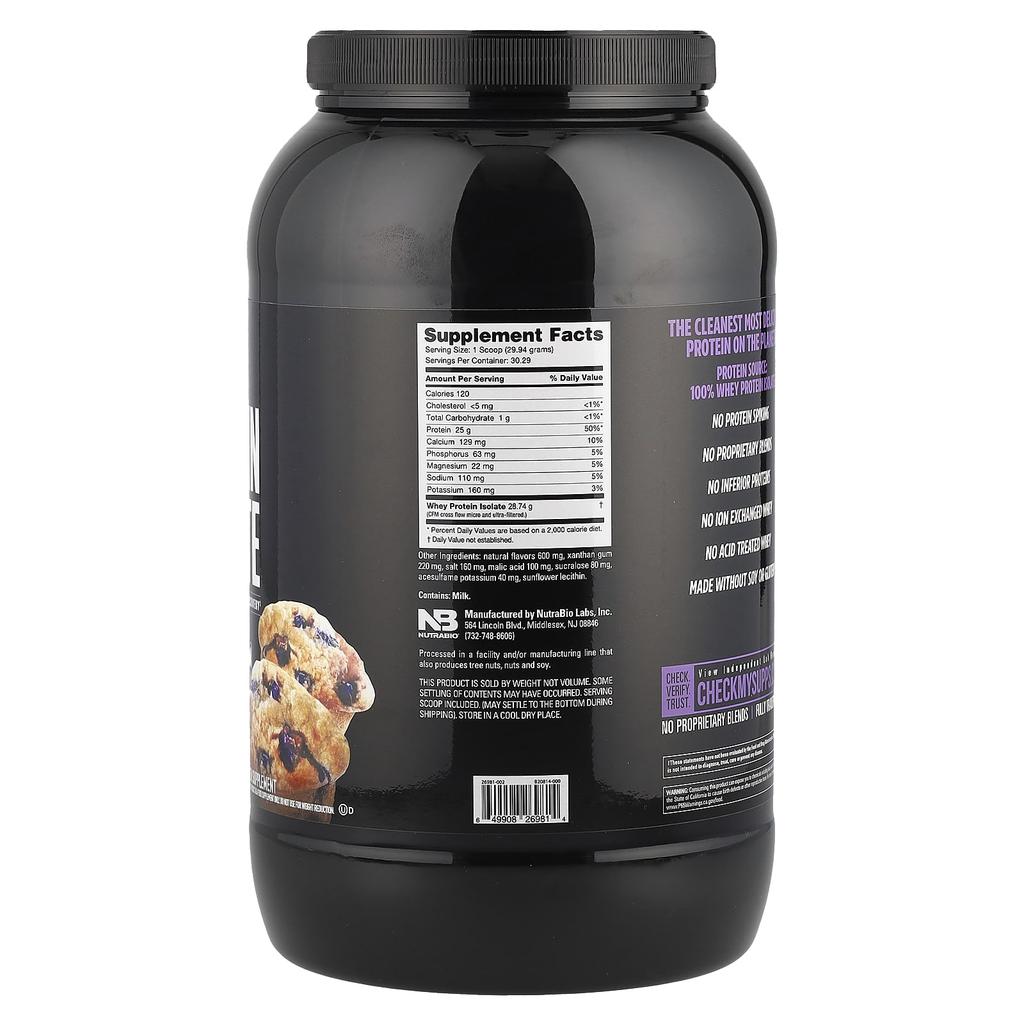 Whey Protein Isolate, Blueberry Muffin, 907G (2Lb)