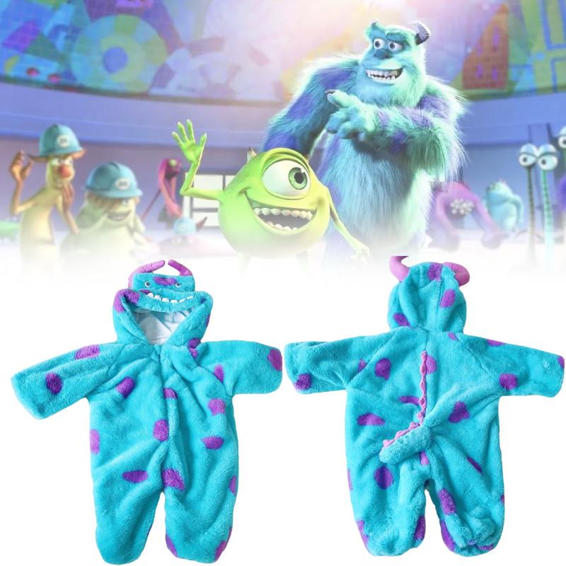 Adorable Baby Sullivan Monster Plush Onesie Thick Hooded Pajamas For Autumn Winter