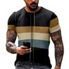 Fashion Striped Print - Men's Casual Round Neck Short Sleeved T-shirt