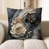 Home Decor Marble Pattern With Rose &amp; Butterfly Pillow Pattern Cushion Cover Suitable For Sofa Bedroom Car Pillow Cover