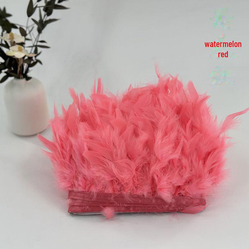 Red Lace Net Turkey Feather Strips for DIY Handmade Wedding Dance Costumes and Decorations
