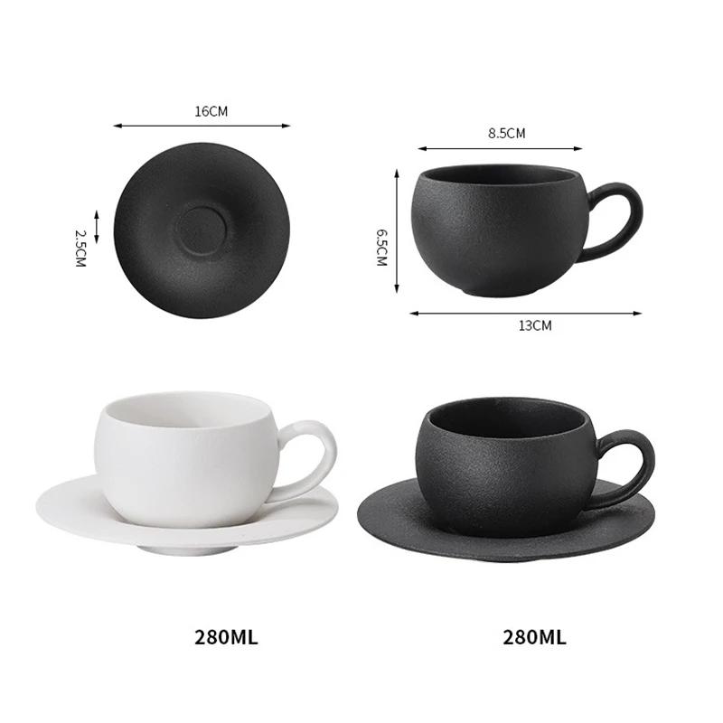 110/280ML Retro Coffee Cup and Saucer Burnt Stone Pattern Ceramic Mug Exquisite Afternoon Tea Cup Water Cups Gift Cup and Saucer
