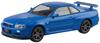 Aoshima Bunka Kyozai Rakupla Snap Kit Nissan R34 Skyline Bayside Blue Plastic Model 1/32 No.12-BB GT-R Pre-Colored (Automobile)
