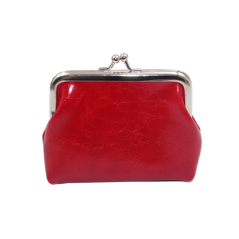 Women's Coin Purse Oil Wax Leather Wallet 4 Inch Buckle Mini Wallet Coin Bag Lipstick Storage Bag Ladies ClutchBag