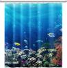 Тропические океанические рыбы Морское животное Коралловый риф Занавеска для душа Летнее синее море Украшение для ванной Занавеска для душа с крючком