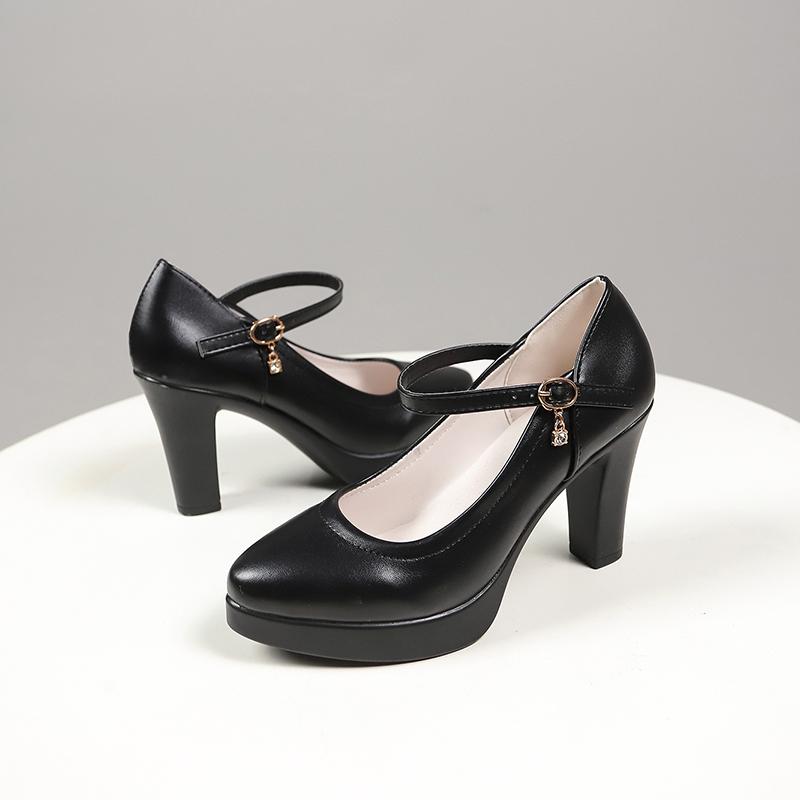 Fashion Aphixta Black Mary Janes Shoes Buckle Pimp 9cm Spike Heels Pumps Office Women Shoes Pointed Toe Lady Classic Pumps