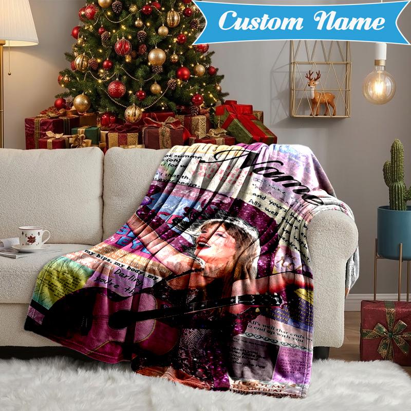 Custom Name Top singer Taylor Blanket Lightweight Ideal Bedding Blanket Perfect for Travel, Camping, Living Rooms, Sofas, Christmas gift