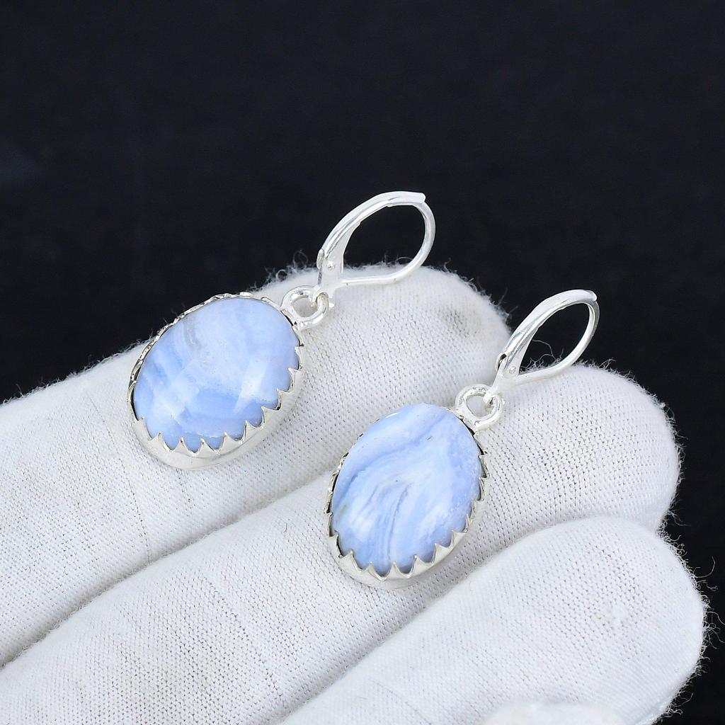 Natural Blue Scheelite Gemstone 925 Sterling Silver Earring, Boho Silver Jewelry Dangle Earrings, Gifts For Party Wear Gifts For Her