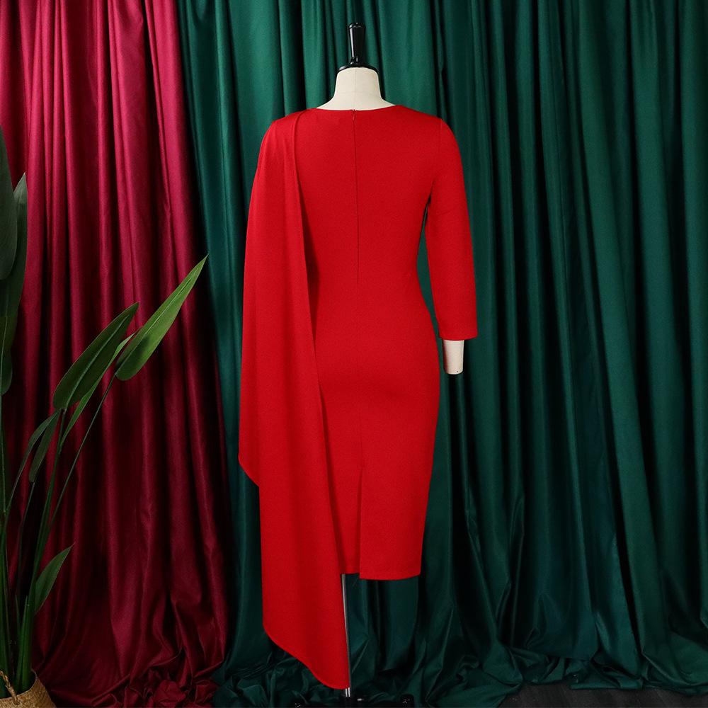 YYFS Women's Fashion Spring Fall Solid Color Print Long Sleeve O-Neck High Waist Casual Dresses