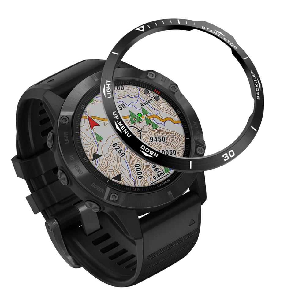 For Garmin Fenix 6 / Fenix 6 Pro / Fenix 6 Sapphire Bezel Styling Frame Case Cover Protection Bezel Ring Anti-scratch Iron Ring