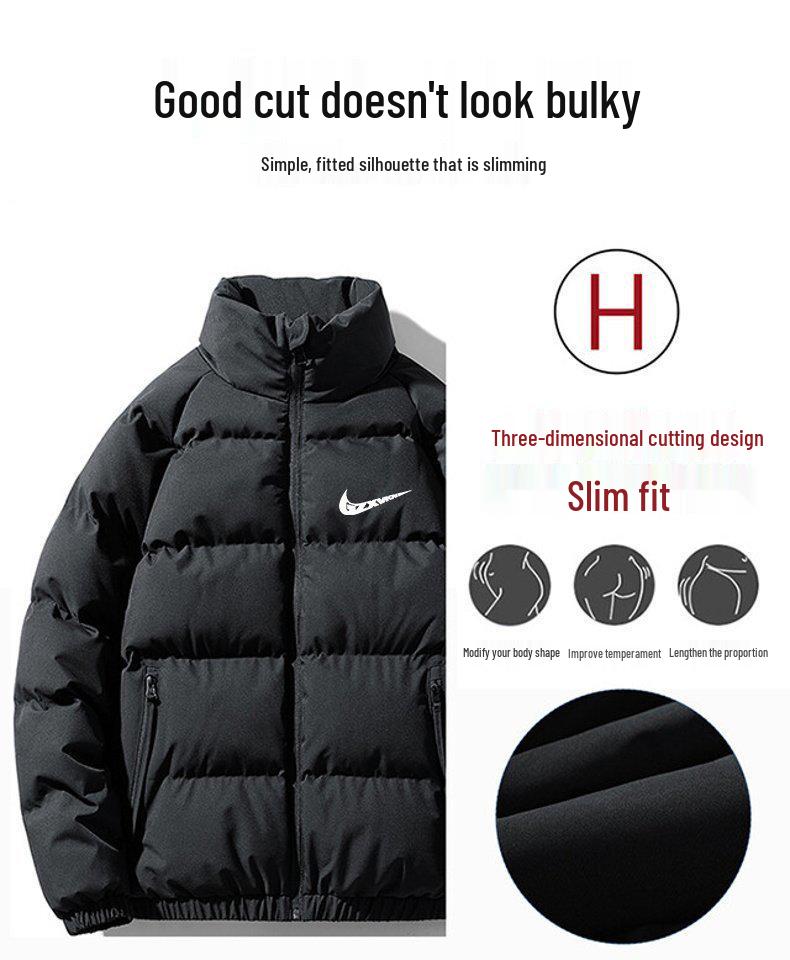 2025 Men's Hong Kong Style Loose Stand Collar Winter Cotton Jacket