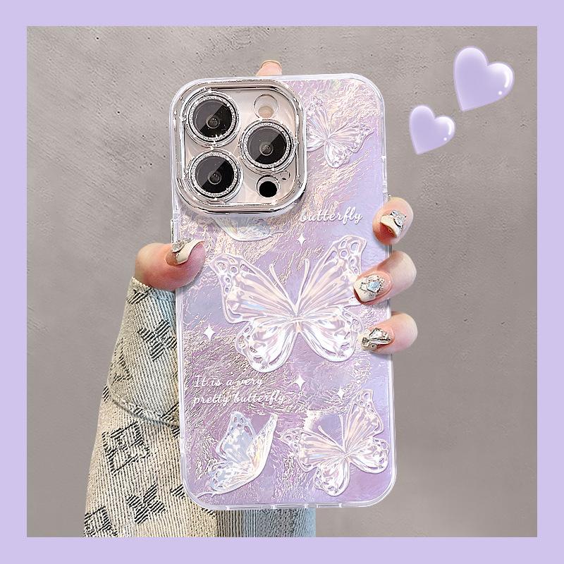 Super Fairy Butterfly Подходит для чехла для телефона Apple 16pro 15, Защитная пленка для объектива с полным покрытием 14, Ледниковый узор 13, Весна/лето 12/11, Женский