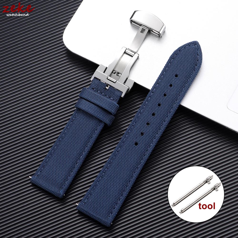 Quick Release Nylon Sailcloth Watch Strap 20mm 22mm Butterfly Buckle Band for Omega for Seiko Watchband New Smartwatch Wristband