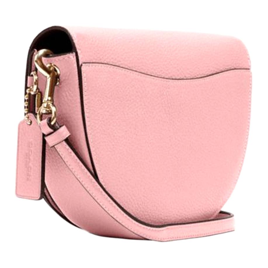 Coach Эллен 21 Однотонная Сумка-седло на плечо с клапаном из макаронной кожи Crossbody Женские сумки Цвет: Розовый цвет цветущей сакуры C1432-IMS9M