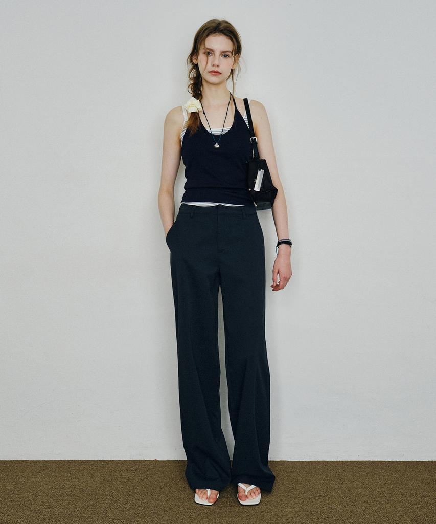 MONGDOL Essential Straight Pants Navy Mdpt051Navy