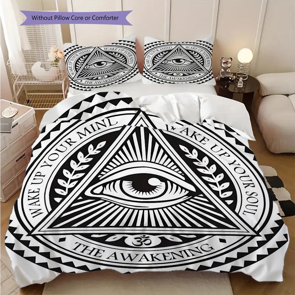 The square and compass of Freemasonry bedding, duvet cover, pillowcase, home decoration, birthday gift (1 * duvet cover+2 * pillowcase, coreless)