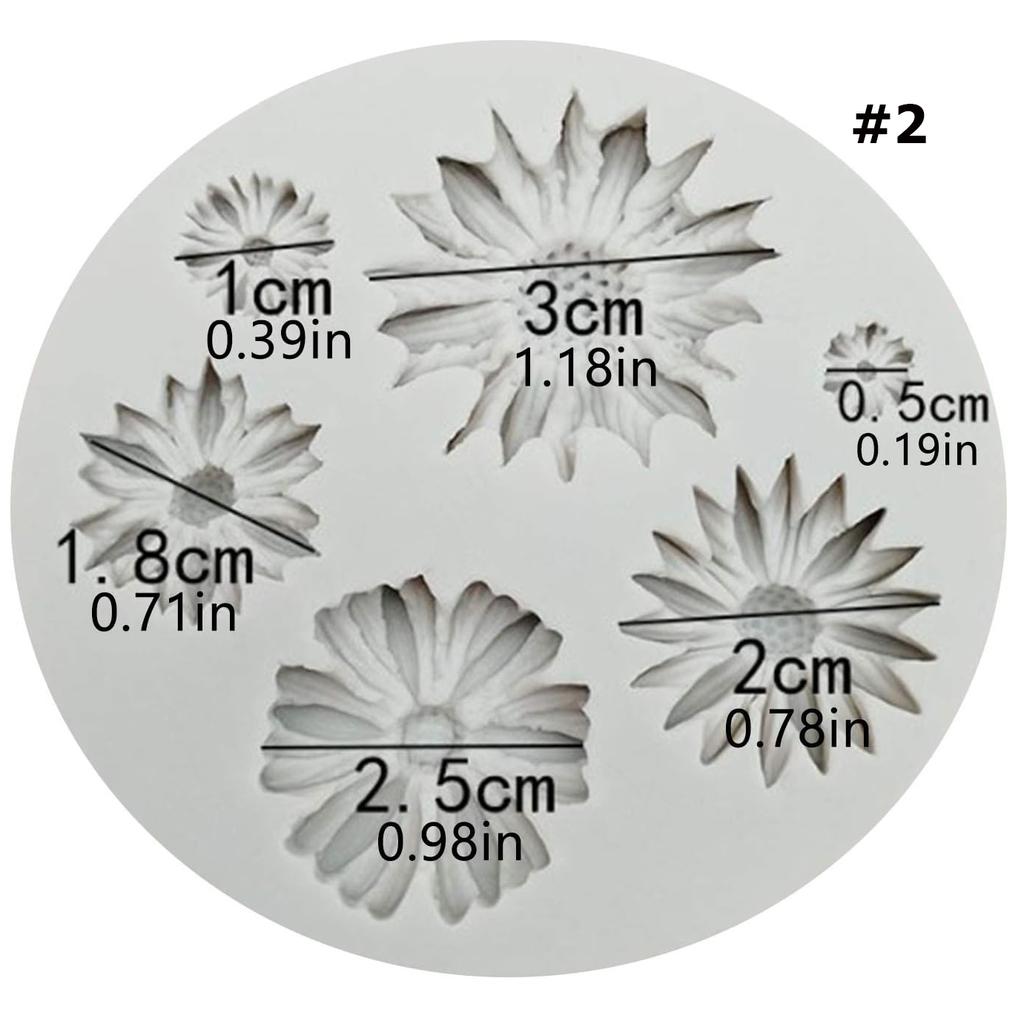 2Pcs/Set 3D Small Daisy Cake Molds Silicone Pan Tray Mould Flowers Baking Moulds for Cake Candy Chocolate Soap Jelly Sugar Mould