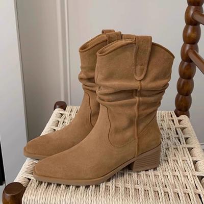 Женские ботильоны челси на среднем каблуке, туфли с острым носком, зимний бренд 2025, новые, готические, гладиаторские, из замши, на массивном каблуке, туфли-лодочки, ботильоны женские