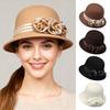 Женская зимняя шляпа-панама однотонная с искусственным жемчугом и цветочной отделкой, шляпа-ведро для активного отдыха, путешествий, повседневной носки