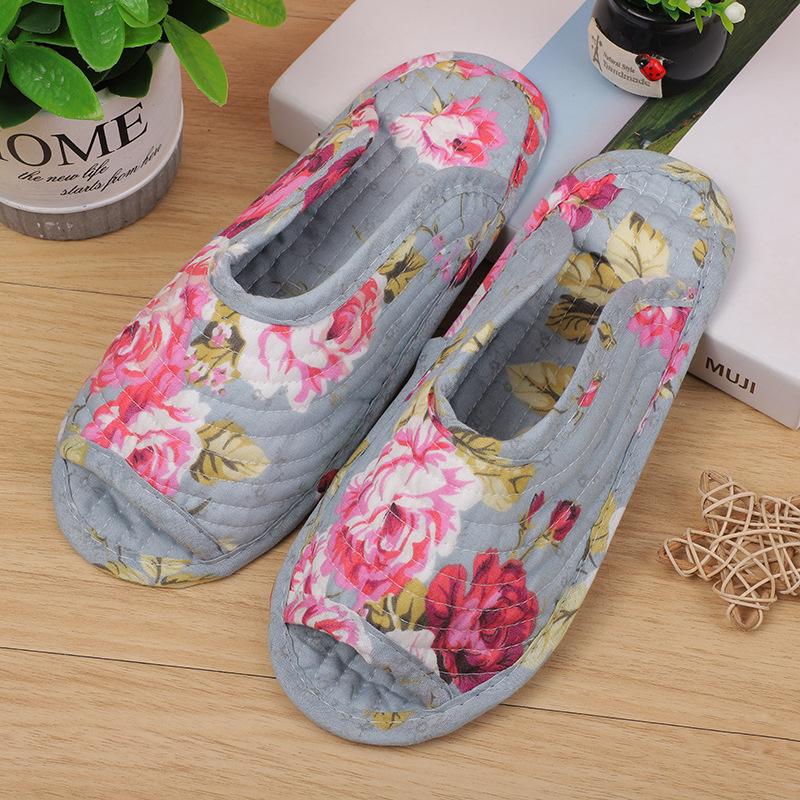 Модные женские домашние тапочки, весенне-осенние мягкие хлопковые тапочки, женские ретро-тапочки для дома и спальни с цветочным принтом, смешанный заказ