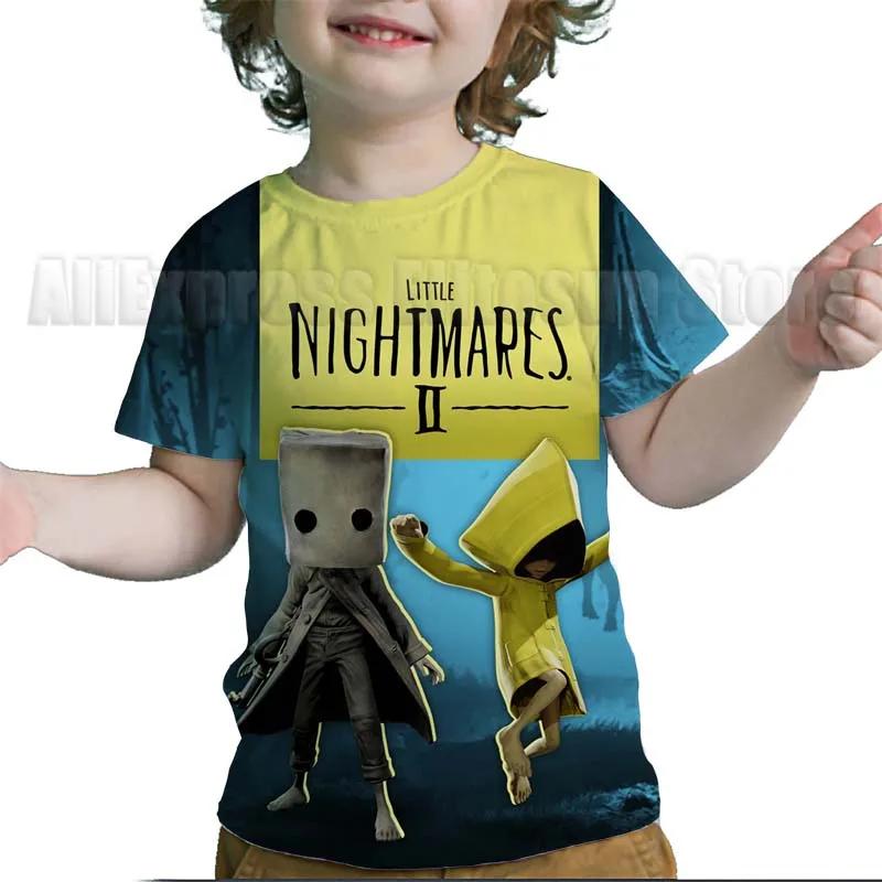 Летние детские футболки Little Nightmares 2 Детские мультяшные аниме 3D футболки для мальчиков, девочек, подростков, малышей Футболки Топы