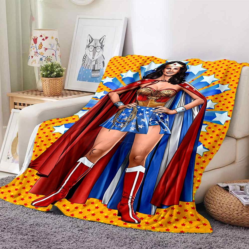 1 шт. Фланелевое одеяло Wonder Woman Мягкое, теплое и уютное для дивана, кровати, офиса и путешествий Универсальное всесезонное Подарок, Рождественский подарок