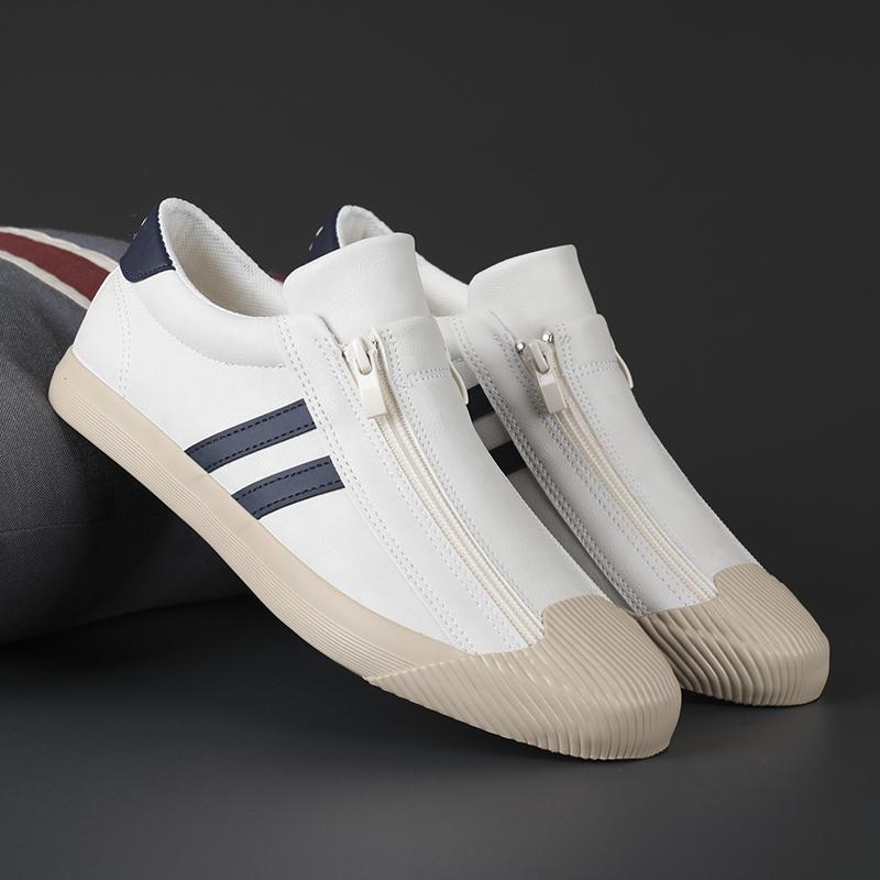 Мужская парусиновая повседневная обувь, уличные бежевые кроссовки, мужские модные двухрядные боковые молнии, дизайнерские лоферы, легкая прогулочная обувь для мужчин