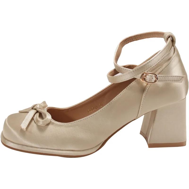 Мода Женская Мода Туфли на Платформе Весна Высокие Каблуки Ремешок с Пряжкой Мэри Джейн Обувь Женская Элегантные Банты Толстый Каблук Вечеринка Одинарные Туфли