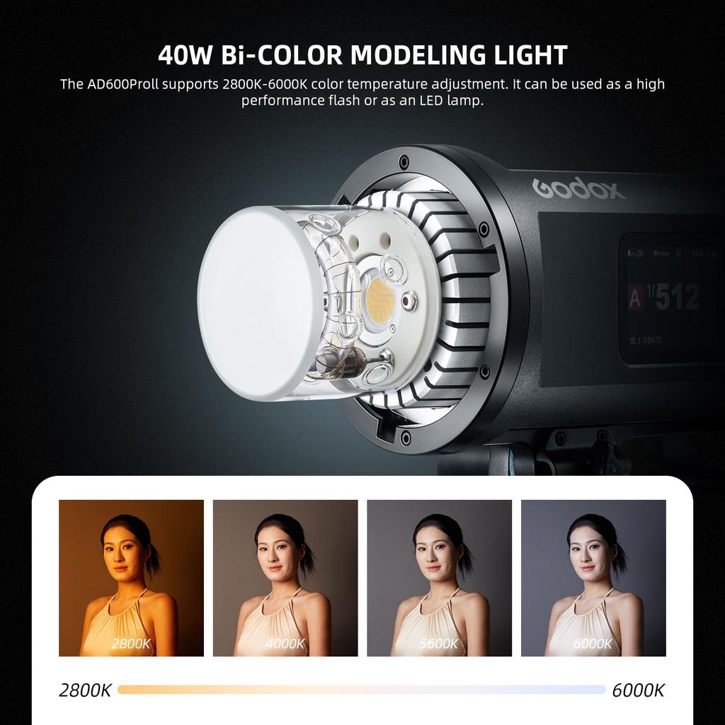 Authorized Godox AD600Pro II AD600ProII Monoblock Strobe 600Ws GN87 TTL HSS High Speed Sync Flash Recycle 40W Dual Color Temperature Modeling Lamp