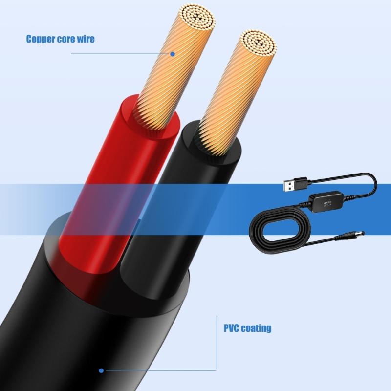 Кабель-переходник USB 5 В на 12 В с разъемом DC5.5 мм и встроенным модулем преобразования для совместимого маломощного оборудования и резервных систем