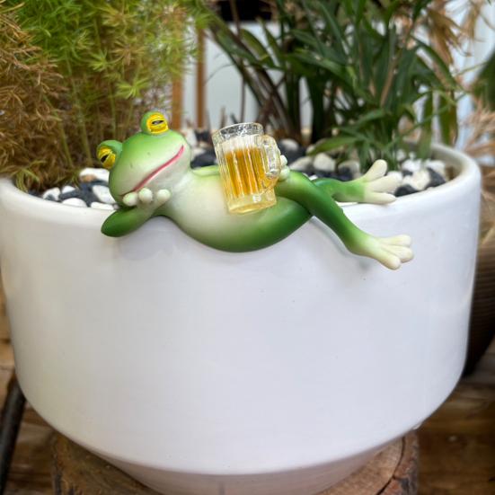 Садовая статуя лягушки, кашпо-обнимашка, пьющая лягушка, край цветочного горшка