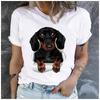 Cotton  Cute Dachshund Break Through Paper Graphic T Shirt Women Casual Pet Dog Print Short Sleeve Tee Gift For Dachshund