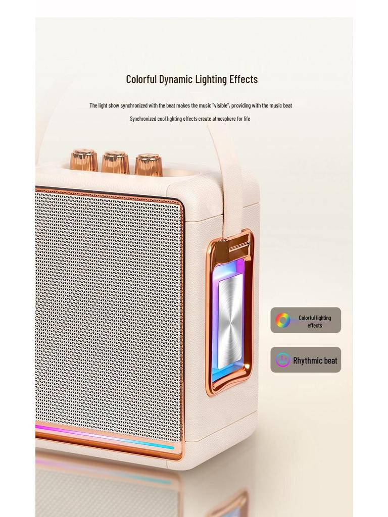 High Volume Retro Bluetooth KTV Microphone Speaker with Subwoofer for Home & Outdoor Use