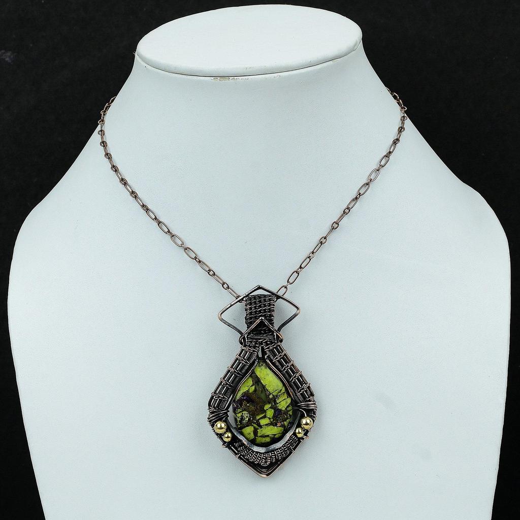 Copper Stichtite Pendant Copper Wire Wrapped Gemstone Pendant Handmade Pendant Wire Wrapped Jewelry Engagement Gift Stichtite Copper Jewelry
