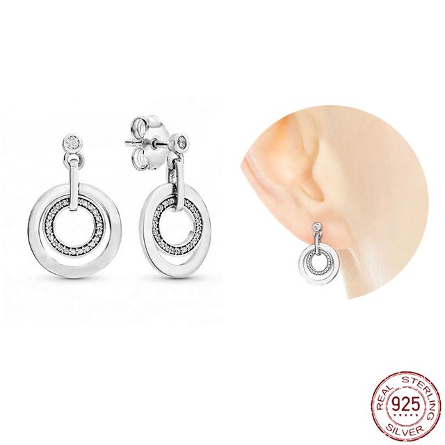 Серьги из стерлингового серебра 925 пробы, настоящее большое сердце, циркон, круглые серьги-кольца для женщин, модные серебряные серьги, ювелирные изделия, подарок