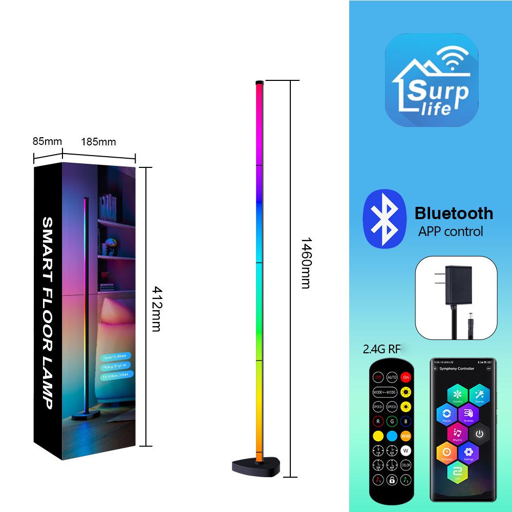 RGBIC Floor Lamp LED Corner Lamp 1000 LM Smart Modern Floor Lamp with Music Sync and 16 Million DIY Colors for Gaming Room Party