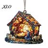 Unique Window Art for Bedroom Nativity Scene Sun Catcher, Stained Glass Effect Acrylic Suncatcher, Decorative Rainbow Prism Hanging Ornament