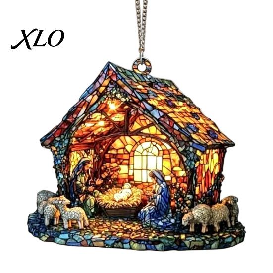 Unique Window Art for Bedroom Nativity Scene Sun Catcher, Stained Glass Effect Acrylic Suncatcher, Decorative Rainbow Prism Hanging Ornament