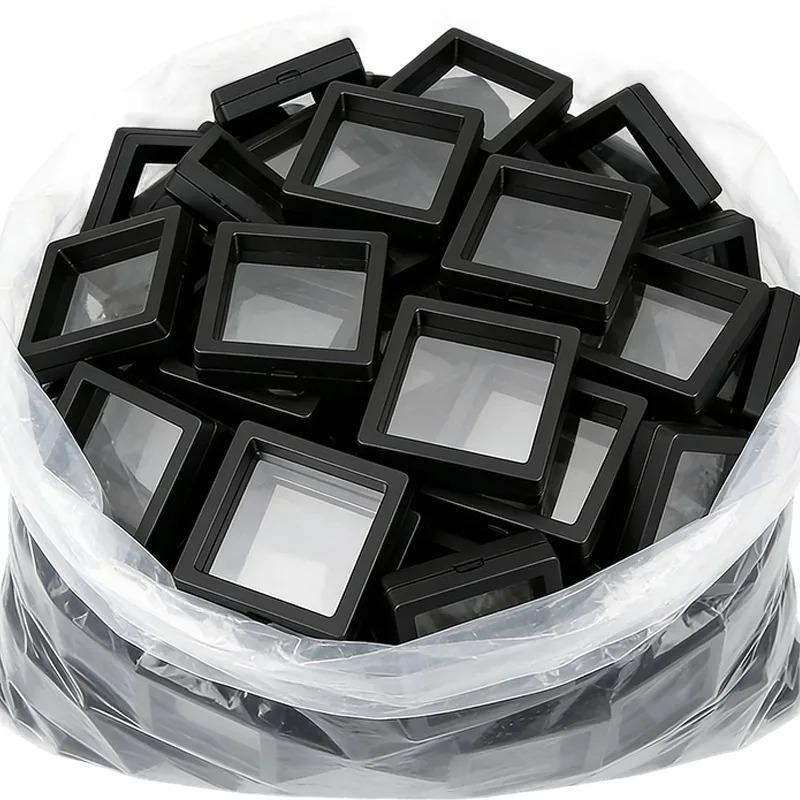1-20pcs Floating Display Box with Base, Transparent Film Display Box Challenge Coins Specimens Jewelry Display Storage Wholesale