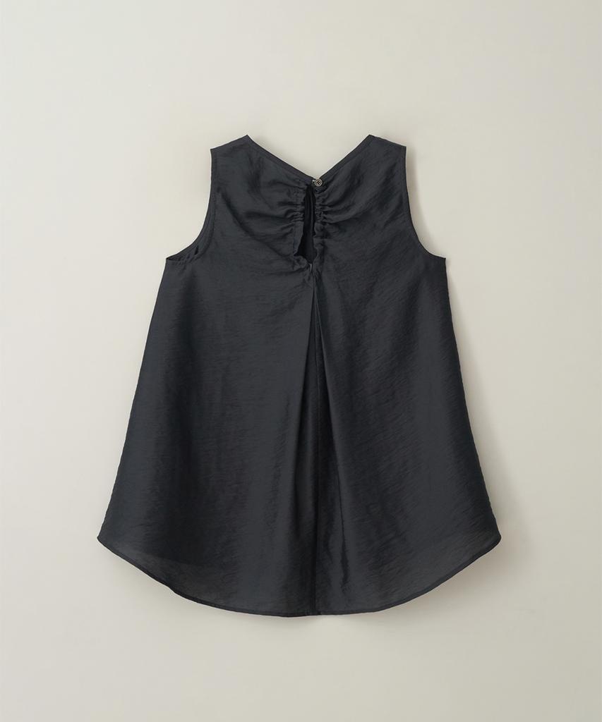 MAKE A TOAST Back Shirred Sleeveless Blouse Dark Gray Mbesto006Dg