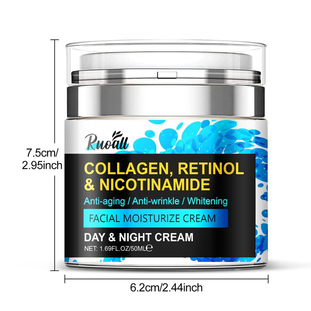 50 мл Прессованная банка Увлажняющий крем для лица для утра и вечера Гладкая Нежная Сияющая и Полупрозрачная Быстрое впитывание кожей Ретинол Антивозрастная сыворотка