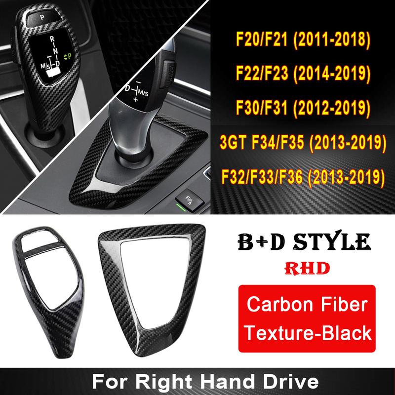 Car Real Carbon Fiber Texture Gear Shift Panel Frame Gear Knob Cover Head Trim For BMW F30 F10 F15 F07 F20 F21 F34 F35 3GT 5GT